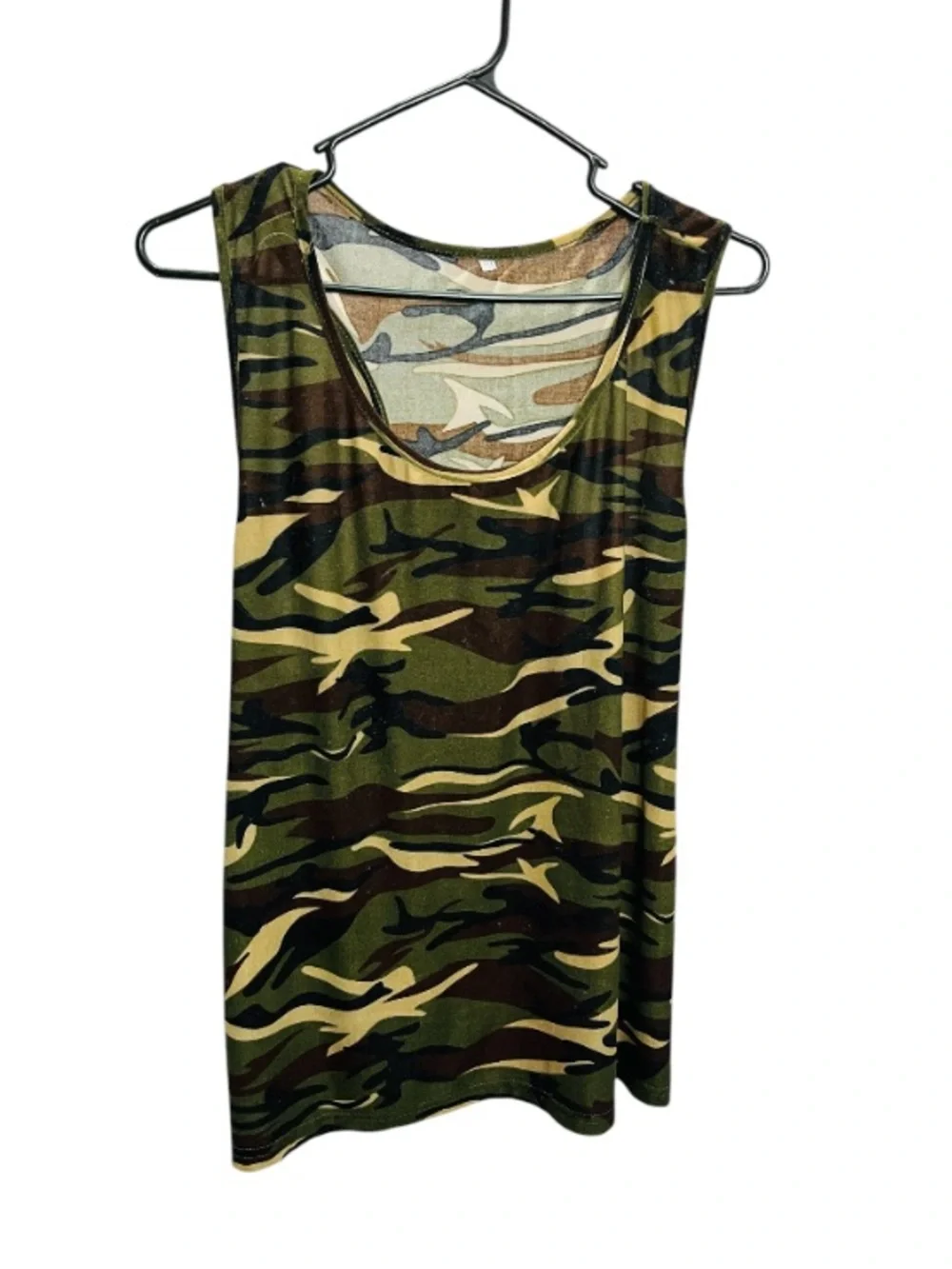 Ladies Camouflage Muscle Tank Top - Olive Camo - Picture 3 of 5